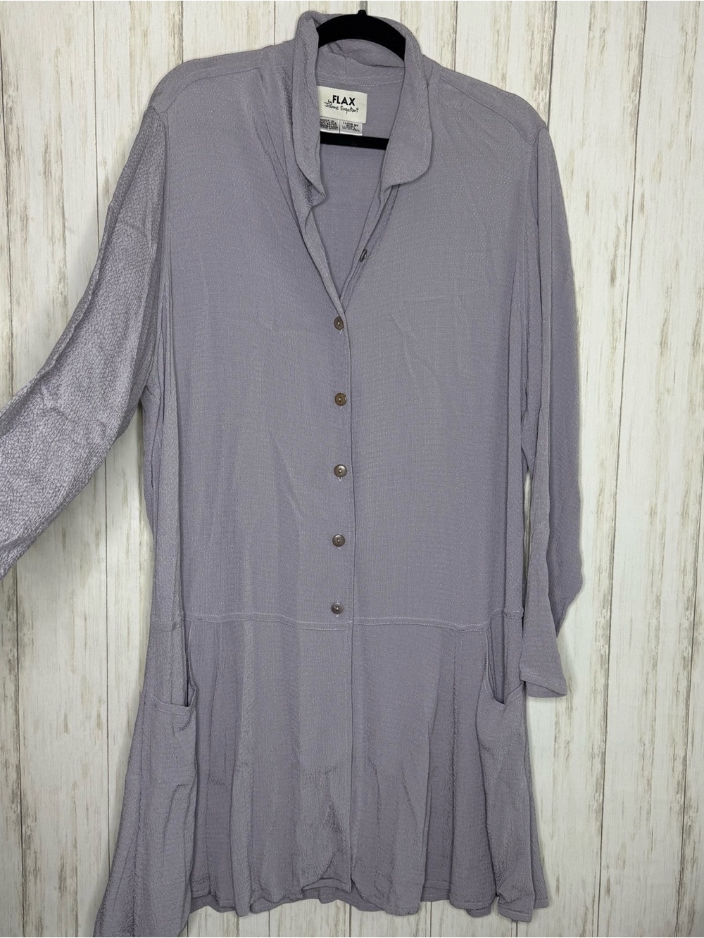 Flax Gray Medium Soft Button-Down Tunic Dress